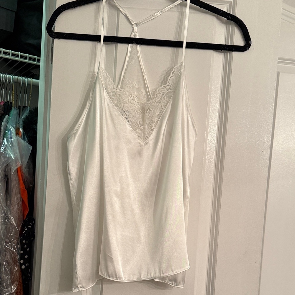 Elegant White Lace Trim Camisole Top